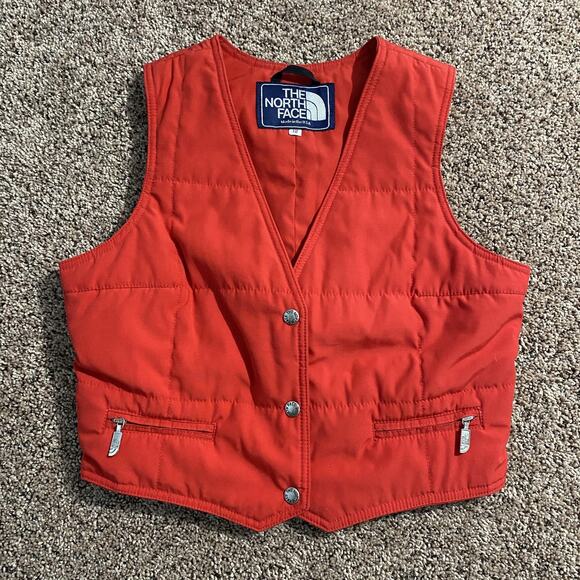 Vintage North Face Vest Womens 12 Quilted Insulated Snap Front Outdoor USA 80s - Picture 1 of 10